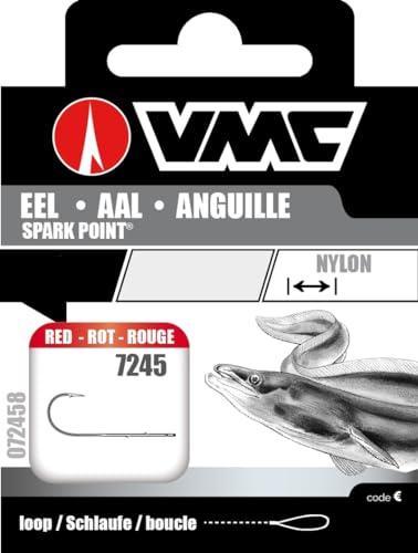 VMC Perfect Aal Spark Point rot Haken Aalhaken gerader Schenkel 07245, Hakengröße:2