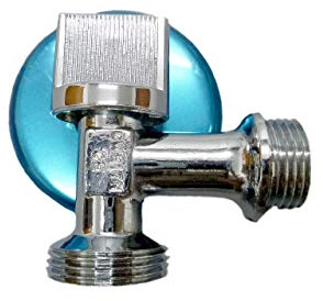 S&M 290220 – Grifo vertical para lavadora con entrada rosca macho ½” y salida rosca macho ¾” | Llave de cuarto de vuelta | Resistente | Diseño clásico y funcional | Superficie cromada