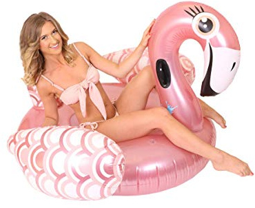 ILOVEFANCYDRESS GIANT FLAMINGO POOL FLOAT POOL LOUNGER BEACH TOY INFLATABLE SWIMMING POOL RAFT - 150X150X90 cm