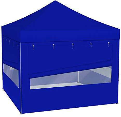 Vispronet Profi Faltpavillon Basic - 3x3 m in Blau - 4 Vollwände mit Panoramafenster - Scherengittersystem - Farbe & Größe wählbar