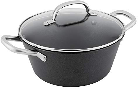 BOJ Olla Holandesa NEW CLASSIC, Con Tapa de vidrio, Hierro Fundido, apta para todo tipo de fuegos (Ø 24x11cm)
