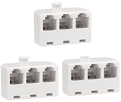 Vthahaby Duplex Jack Phone Wall Adapter-1 to 2 Modular Wall Jack Phone Line RJ11 Converter Adapter Splitter for Home Office ADSL DSL Fax Model Cordless Phone System (3 Way Splitter(3Pack)