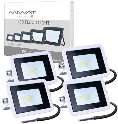 MWIATT 4-serien 10 W LED strålkastare utomhus, jätteljus 1500 LM LED-strålkastare, IP66 vattentät strålkastare utomhusstrålkastare, strålkastare för gård trädgård garage sportplats