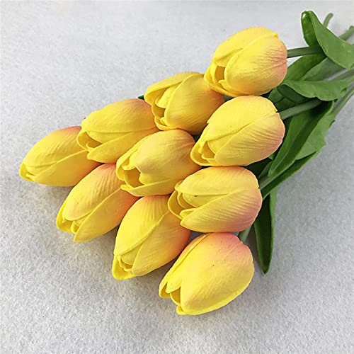 LIJUCAI 10PCS Artificial Flowers Garden Tulips Real Touch Flowers Tulip Bouquet Decor Mariage for Home Wedding Decorations Fake Flower,I,Champagne tulip