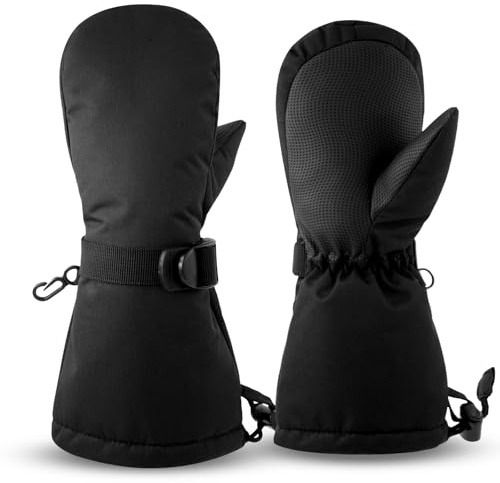 SEYUFN Winterhandschuhe für Kinder, Handschuhe, atmungsaktiv, warm, für Outdoor-Skifahren, für Babys, Jungen und Mädchen, von 2 bis 6 Jahren (Schwarz, 2-4 Jahre)