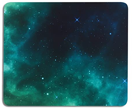 AOKSUNOVA Tapis de Souris Motif Univers Vert 24 x 20 cm | Surface en Lycra lisse, base en caoutchouc, motif coloré, format compact 24 × 20 cm, léger et facile à transporter