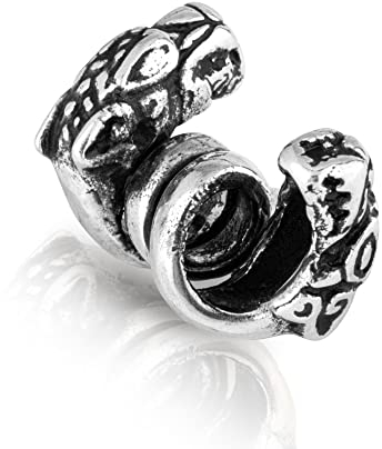 NKlaus Wolf - 925 Sterling Silber Bartperle Germanisch Keltisch Wikinger Gothic 3556