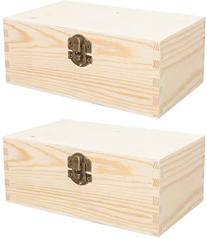 TOPBATHY 2stücke Holz Schmuck Aufbewahrungsboxen Junge Mädchen Kreativbox Mit Schloss Unvollendete Holzbox Für Schmuck Bastelprojekte Und Ordnung Im Kinderzimmer