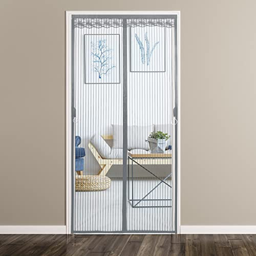 Hilftio Fliegengitter Magnet 110X240cm Fliegengitter Fenster tesa Rahmen tür ohne Magnet mückengitter balkontür Terrasse, GrauA