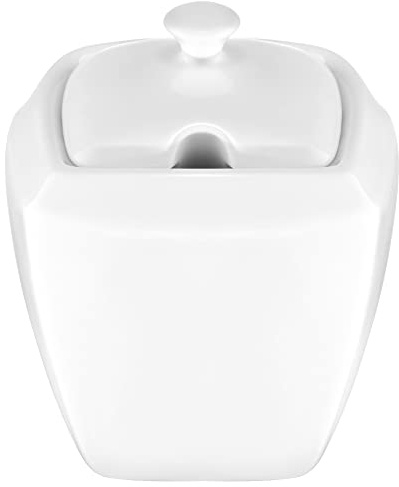 AMBITION Azucarero con tapa Monaco azucarero de porcelana blanca para lavavajillas y microondas