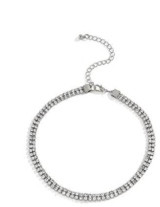 Halskette Vintage, Halskette Zirkonia Metalllegierung Reihenbohrer Geometrische Kette Silber Frauen Schmuck