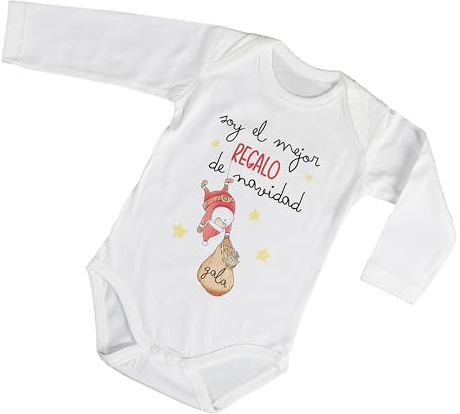 BODY REGALO DE NAVIDAD. BODY PERSONALIZADO BEBÉ. BODY NAVIDAD BEBÉ. (6-12 Meses, Tirantes)