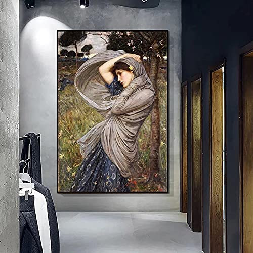 Vintage Leinwand Gemälde Poster Boreas Porträt von William Waterhouse Leinwand Kunst Drucke Wandkunst für Gang Raum Dekor 45x30cm rahmenlos