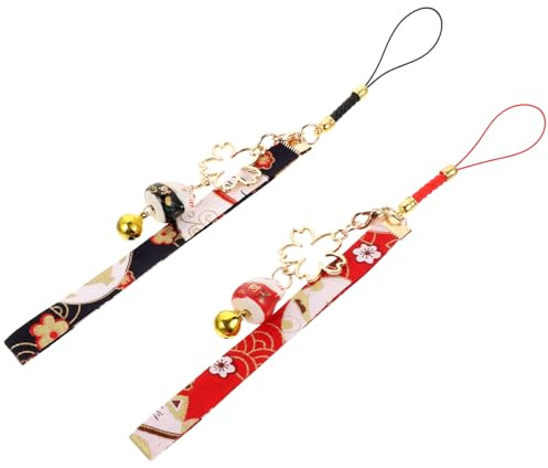 Operitacx Pendentif Téléphone Chat Japonais Maneki Neko Grelot Charme Téléphone Décoration Suspendue 4.7 Pouces