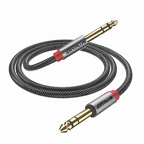 ANYPLUS Cavo Chitarra Elettrica,【1M】 Cavo Audio Jack 6.35mm a 6.35mm stereo Treccia di Pesce Cavo TRS 1/4 Cavo Jack Chitarra per Strumenti, Basso Elettrico, Tastiera, Amplificatore,Mixer Audio