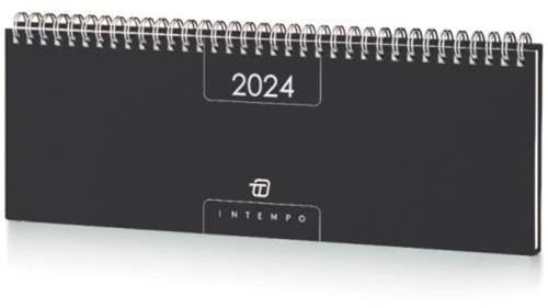 Calendrier planificateur horaire de rendez-vous bureau 2024 hebdomadaire de table 30 x 13 cm noir + stylo à clipser