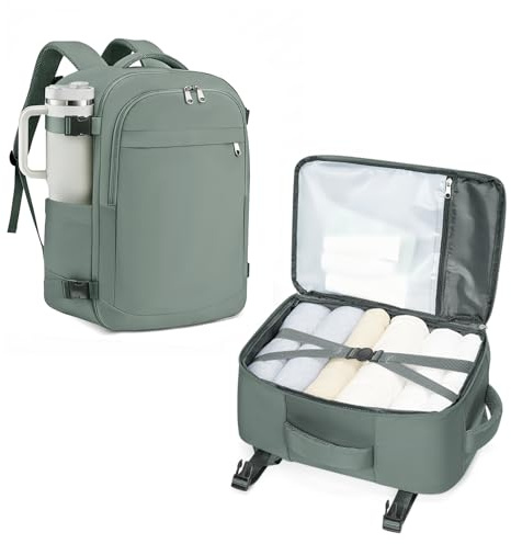 Ryanair Handgepäck 40x30x20 Reiserucksack Rucksack Handgepäck Flugzeug | Koffer Reise Rucksack für Eurowings Ryanair EasyJet Wizz Air Vueling Damen Herren Travel Backpack, Wasserabweisend - Grün