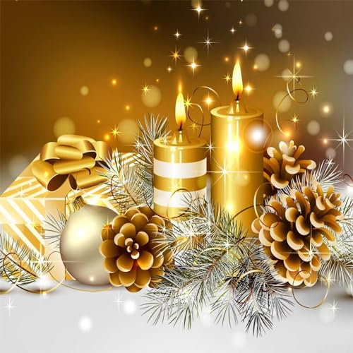 DIY Diamond Painting Set,Weihnachtskerze Glocken 5D Diamant Painting Bilder für Erwachsene Kinder Full Strassstein Stickerei Kreuzstich Diamant Malerei Home Wall Room Decoration Square Drill,80x80cm