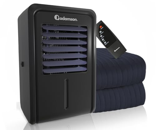 Adamson B10 Bed Cooling System - TWIN 75” L x 39” W - 100% Cotton Mattress Cooling Pad for Night Sweats - Water Bed Cooler Ideal for Hot Sleepers - 5-Year Assurance - Navy Blue