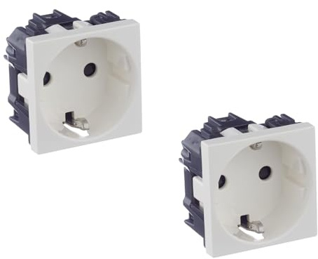 RASMACOR | Pack de 2 unidades Base de enchufe Schuko Niessen Zenit N2288BL Blanco | Enchufe con dispositivo seguridad y embornamiento a tornillo | ‎‎16 A 250V | N2288BL | 45x45 mm |2 módulos