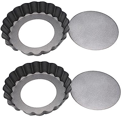 MAGICLULU Runde Backform Kleiner Tarteform Aus Karbonstahl Antihaftbeschichtet Mit Abnehmbarem Boden Für Brotkuchen Und Muffins 2 Stück Für Backen Und Feiern