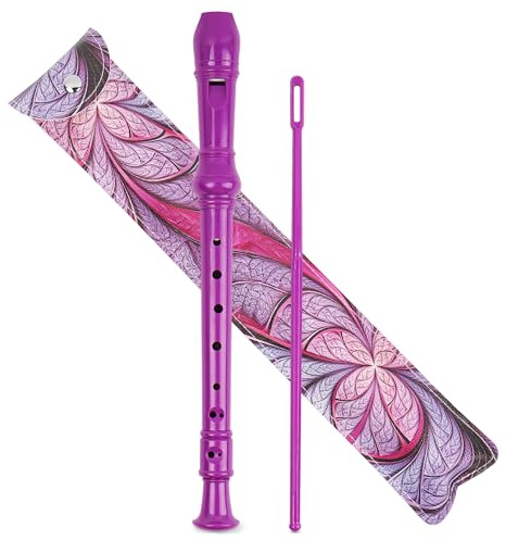 QIELIZI Recorder Instrument for Beginner Adults,8-Hole Soprano Descant Recorder Music Flute with with Cleaning Rod & Leather Case For Home Entertainment(2-Purple Fractal Flower)