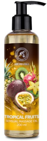 Tropische Früchte Sinnliches Massageöl 200 ml - Massageöl mit Mandelöl - Körper Massage Öl - Entspannung Massageöl - Essbar und Natürlich - Körperöl - Naturkosmetik - Kissable Massage Öl