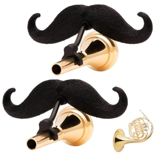 Brasstache - (2 unidades) Bigote con clip para boquilla de trompa francesa, XL (2 unidades, trompa francesa)