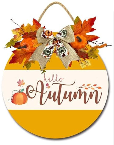 Geroclonup Herbst-Dekorationen, Hallo Herbst, Haustürschild für Zuhause, Veranda, Dekoration, Holz, Bauernhaus, Erntedankfest, Herbsternte-Dekoration
