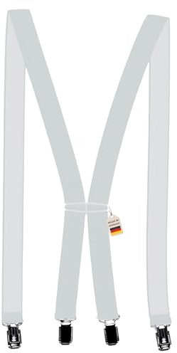 Zukunftsenkel Hosenträger 4 Starke Clips X-Form 2,5cm Breite Herren Damen Skihose Arbeitshose Verstellbar und Elastisch Fasnacht H-Form (Hellgrau)
