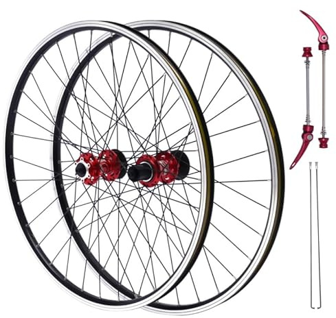 Mountainbike Laufradsatz 29 Zoll, MTB Hinterrad Vorderrad Fahrrad Laufrad, Disc, Doppelte Sechs Loch, Speichen Aluminium Felgen Schnellspanner für Mountainbike 8-12s Kassette (Rot)