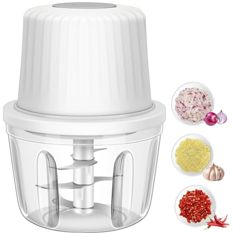 Puleuroy Picadora de Eléctrica de 400 Ml, Mini Picadora de Verduras con 6 Cuchillas, Picadora de Verduras Portátil USB, Picadora de