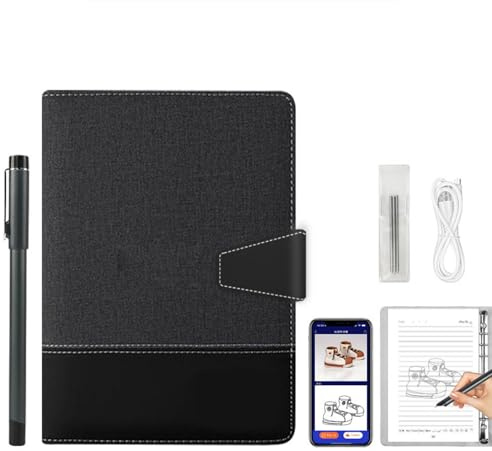 RIDEONMOP Carnet de Croquis numérique Syncify avec 5 recharges de Rechange, Syncify Digital Sketchbook Pro V2, Stylet et carnet Smart Sync, Dessin, écriture, Prise de Notes,Black b