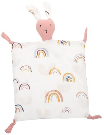 BESTonZON Baumwollmusselin Mit Hasenmotiv Für Neugeborene Weiche Und Bequeme Decke Als Tragetuch Für Jungen Und Mädchen Farbenfrohes Regenbogen-design