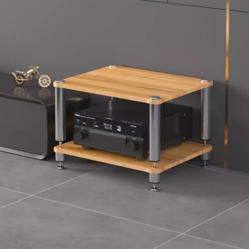 Walnut HiFi Audio Rack Stand - 2-stöckiger Medien-Aufbewahrungsschrank, bodenstehendes AV-Regal für Lautsprecher und Verstärker, stilvolles Home Entertainment