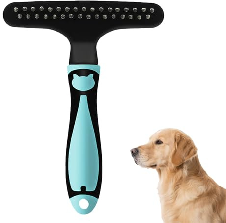 1 PCS Undercoat Rake Dogs, Undercoat Rake, Dog Brushes for Shedding, Dog Dematting Brush Comb for Removing Dogs Cats Short or Long Hair Fur, Pet Grooming Comb Double Row of Stainless Steel Pins