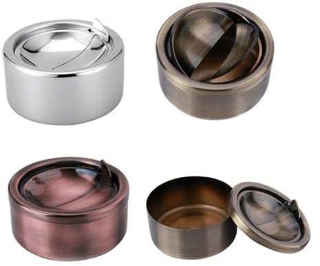 CORHAD Cenicero para Fumar Automático a Prueba de Viento, Acero Inoxidable Resistente con Tapa, Tamaño Compacto, Color Cobre, Uso Interior y Exterior, Cenicero Moderno para Hogar y Bar,