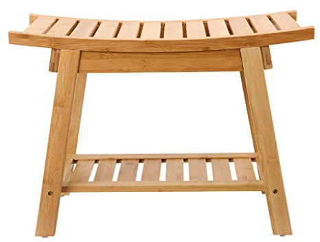 Tragbare Bambus-Duschbank mit Ablageablage – Spa-Hocker aus Holz für Bad & Dusche – platzsparendes Design mit Griffen für einfache Mobilität und Komfort