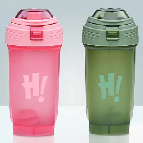 LYSHOOCE Ensemble de 2 Shakers pour Protéines 500 ml avec Boule Mélangeuse