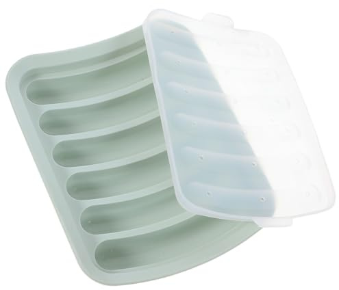 VOSAREA Stampo per Salsicce Te in Silicone Alimentare con Coperchio Resistente al Calore per Forno Facile da Pulire per Hot Dog e Dolci Fatti in Casa Verde