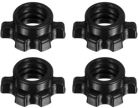 YELARXI Dumbbell Collars, Barbell Spin Lock Hex Nuts Anti Slip Weight Clip 1 & 4 Pack & Plastic & Black - Fitting for (1 Standard Barbell - Dumbbell - Weight Lifting)
