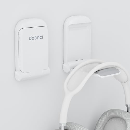 doenci Headset Ständer - Klappbarer Headset Halterung Kopfhörer Ständer | mit Selbstklebendem für Schreibtisch/Wand, Praktisches Kopfhörer Halterung für AirPods Max, Gaming Zubehör, Weiß