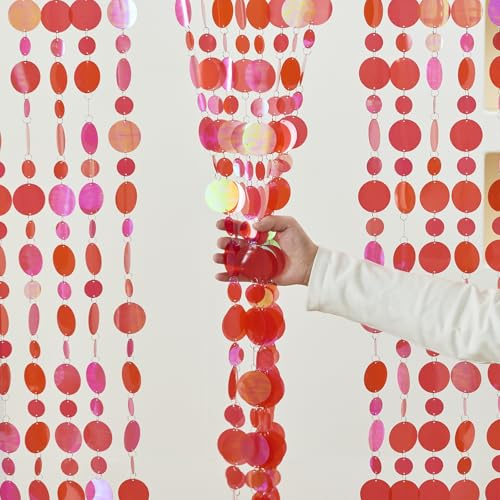 treknature 20 Strings Beaded Curtain Red Sequin Door String Curtain, Hanging Doorway Room Divider Y2K Room Decor Valentine's Day Decorations for Open Closet Hallway Bedroom Wall Window Backdrop