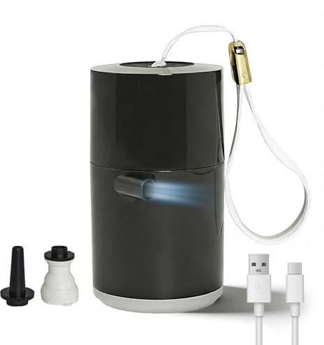 Bomba de aire eléctrica, batería recargable, 1300 mAh, bomba de aire con luz LED, 4,0 kPa, bomba eléctrica, colchón de aire con 2 boquillas de aire para camping, piscina, nadador, cama de aire