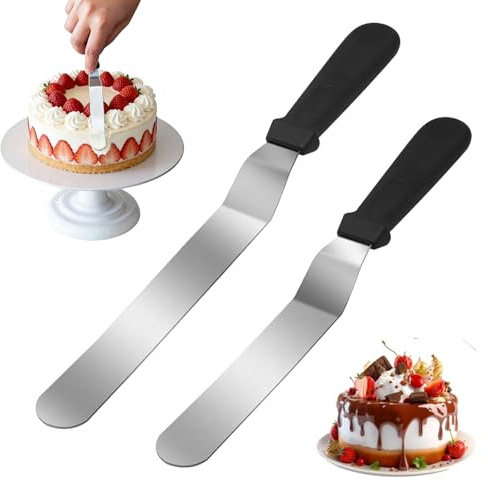 2 Pcs Pallet Knife, Cake Spatula, Stainless Steel Palette Knife Baking Set, Icing Offset Spatula, Small Pallet Knife for Cake Decorating Smoothing Icing and Cooking Frosting Pastries
