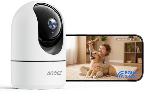 AOQEE 2K Indoor Camera, 5G Pet Cameras House Security, 360° Dog Camera, G5