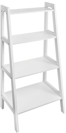 shelfmade Leiterregal weiß - Regal schmal mit 4 Ebenen - Bücherregal, Pflanzenregal - Küchenregal stehend, Badezimmer Regal - Holzregal, Standregal, Aufbewahrung Badezimmer