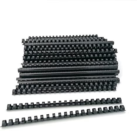 Alevar Dorsi in Plastica a Spirale per Rilegatura, 21 Anelli Diametro 14 mm, Formato A4, Capacità da 81 a 100 Fogli, Colore Nero, Confezione da 100 Pezzi