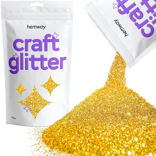 Hemway Paillettes fines de 0,4 mm pour loisirs créatifs, gobelets, écoles, décorations sur verre et papier, projets de bricolage - Doré, 100 g