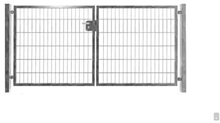 Doppelflügeltor Einfahrtstor Gartentor verzinkt 250cm x 143cm inkl. Pfosten Matten-Tor Hoftor